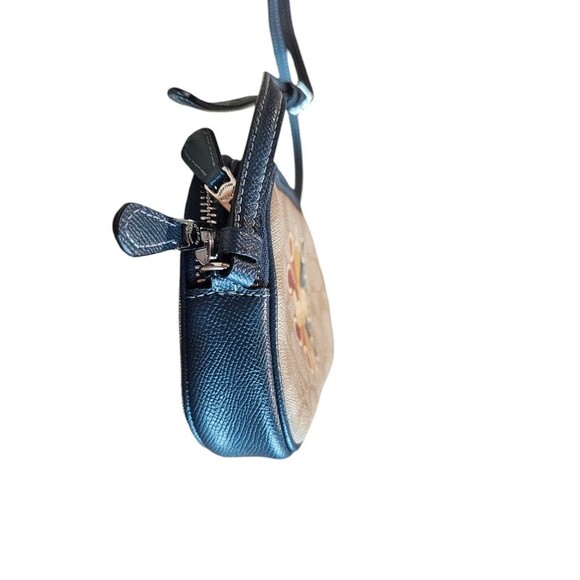 Coach Crossbody Pouch In Signature Canvas Coach Radial Rainbow Navy Leather NWOT - Picture 5 of 16